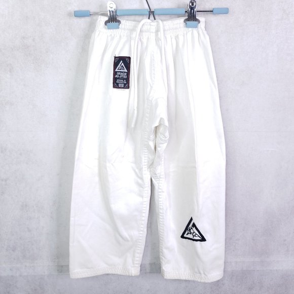 Gracie Jiu-Jitsu Youth Gi Pants, White, 17-22 Waist 19.5 Inseam MMA UFC Boys - Picture 1 of 9